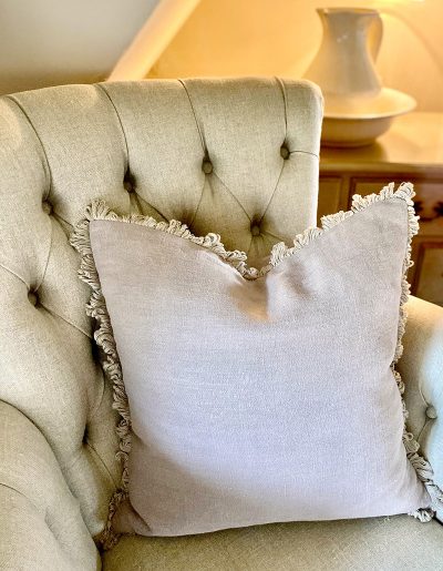 Studio Blackwell Bespoke linen cushions with fan edge trim